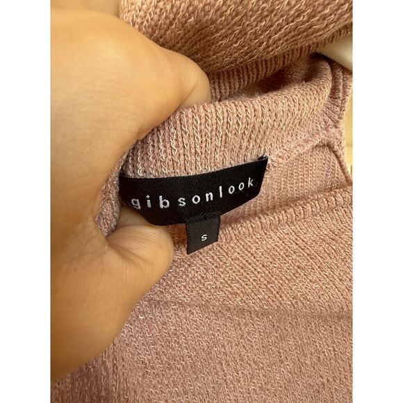 Gibsonlook mock Neck Ribbed One Shoulder Cut Out Knit sweater Dress Nude Blush S - Picture 7 of 7